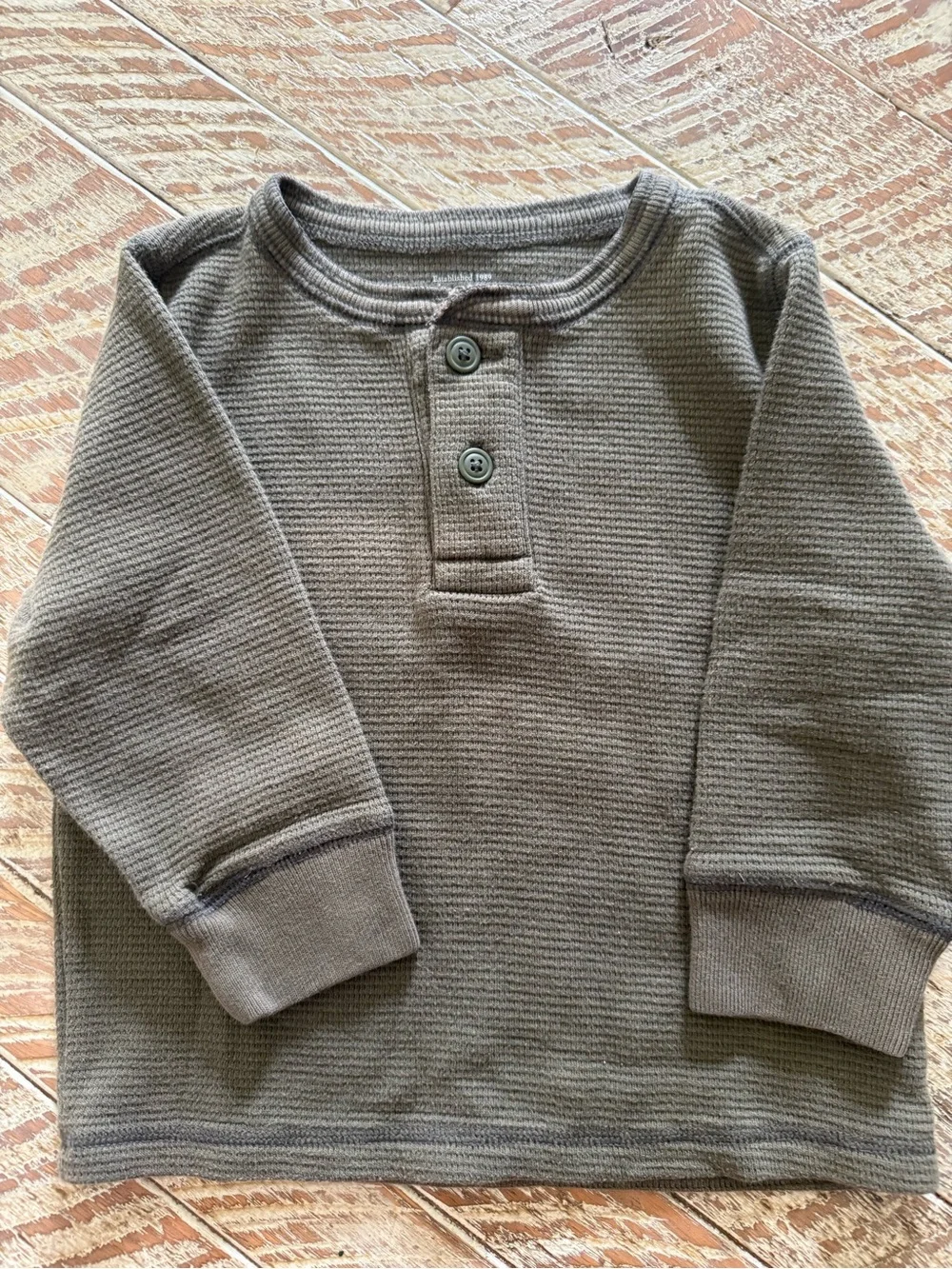 Kids Long Sleeve Henley Top - Olive Green The Children’s Place 3T